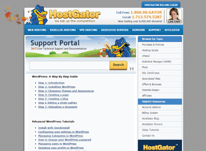 HostGator offers plenty of WordPress help