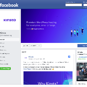 Facebook profile for Kinsta