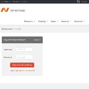 NameCheap login page