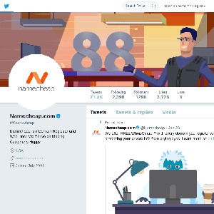 Twitter profile for NameCheap