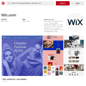 Pinterest profile for Wix