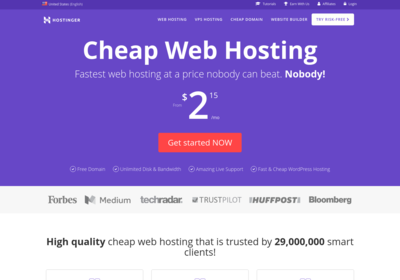 Captura de pantalla de Hostinger