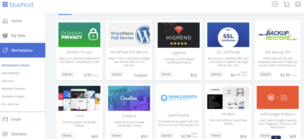 Bluehost App Marketplace