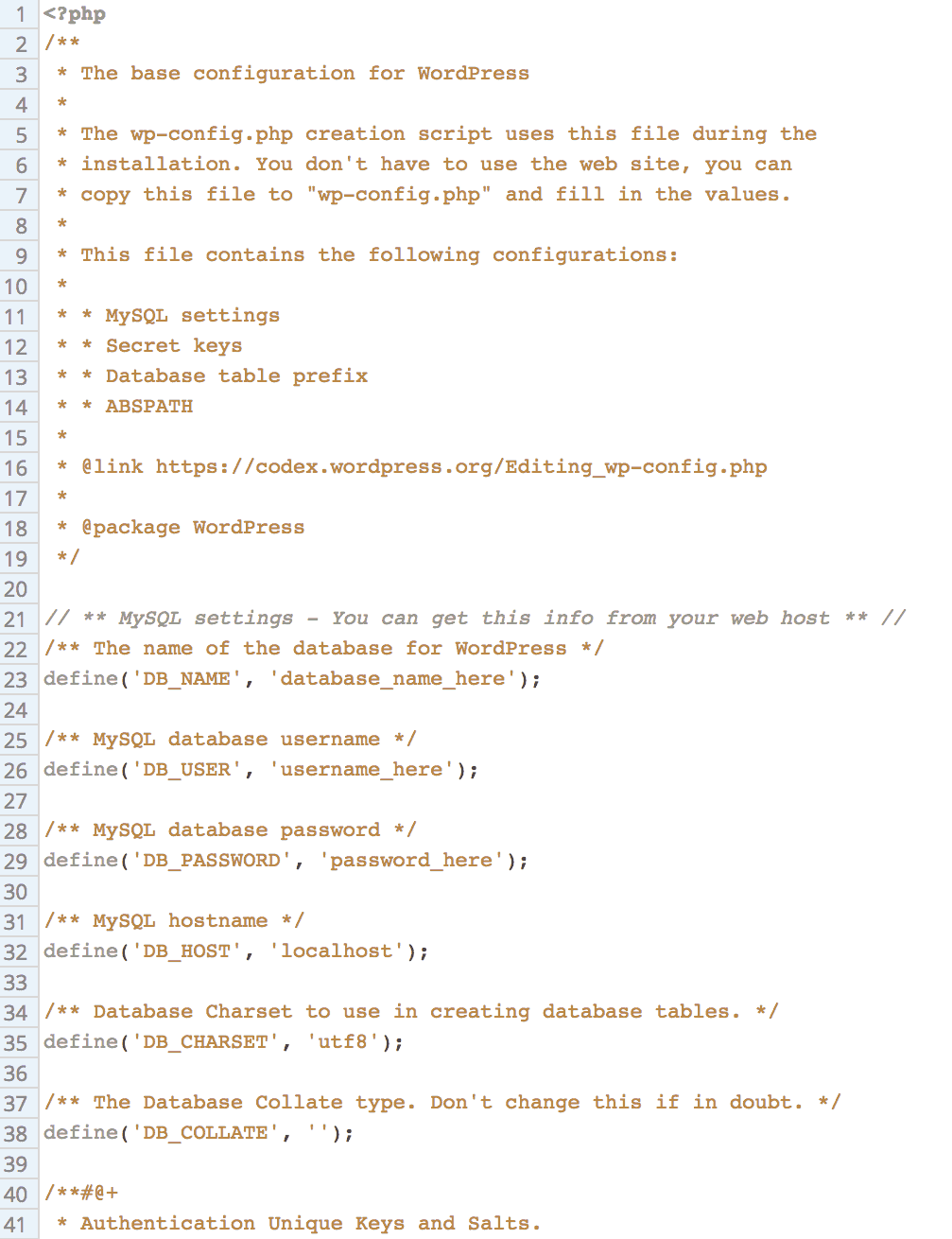 WordPress basic configuration coding in PHP. Screenshot via WhoIsHostingThis