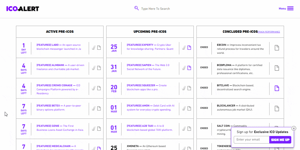 ICO Tracker