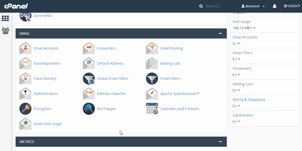 cPanel Hosting E-mail Manager