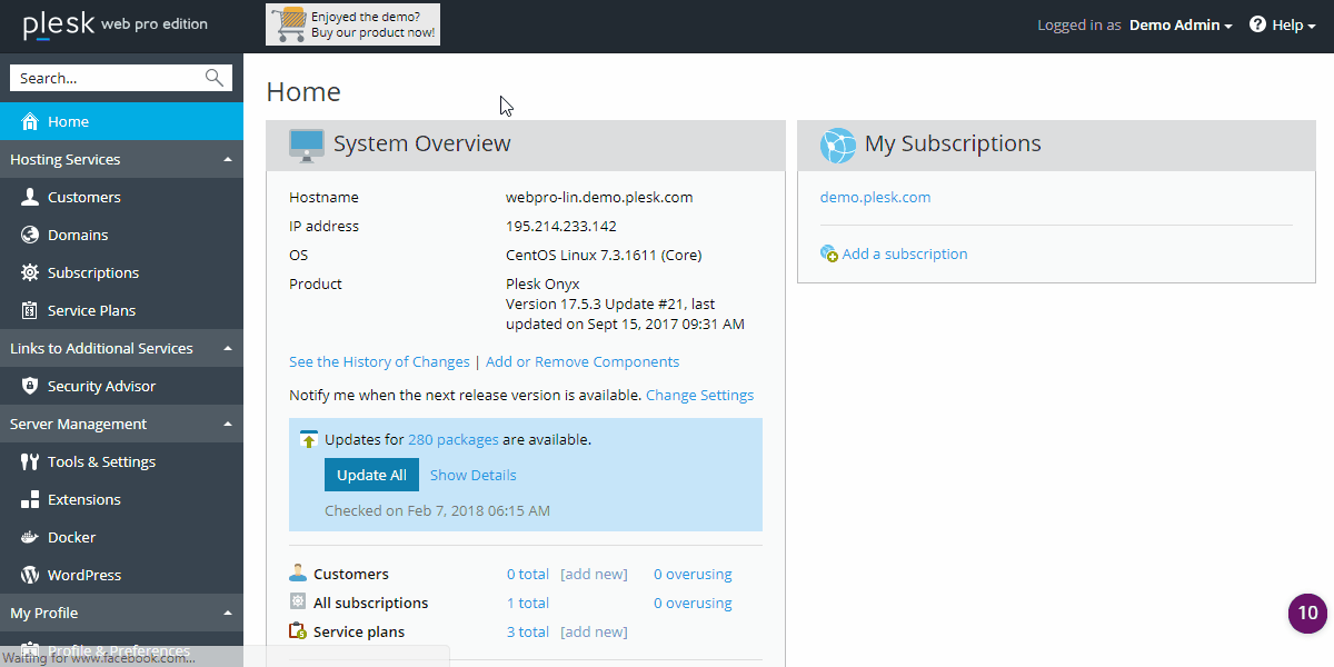 Backup Manager by Plesk