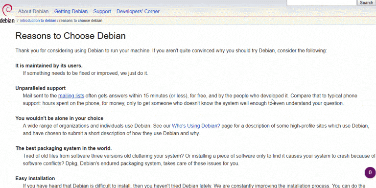 debian features