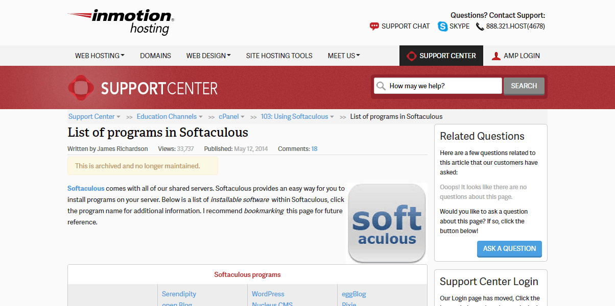 Softaculous InMotion Hosting Softaculous InMotion Hosting