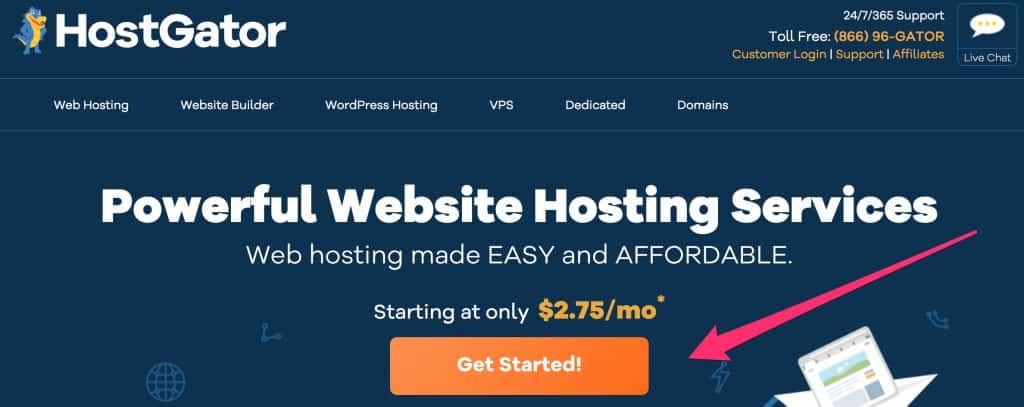 HostGator get started button