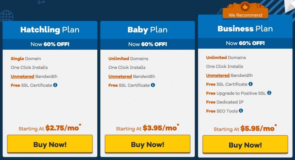 Select a HostGator plan