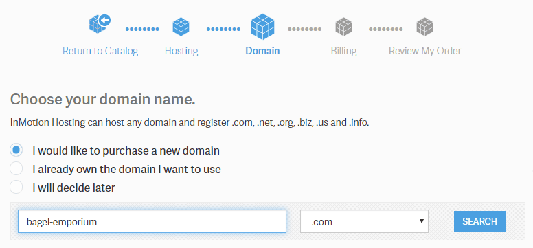 InMotion Hosting Enter Domain