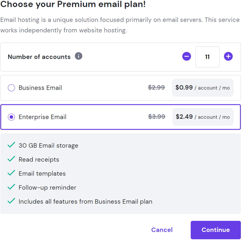 premium email plans