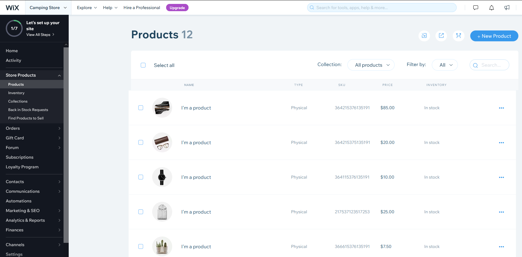 Wix Product uploads