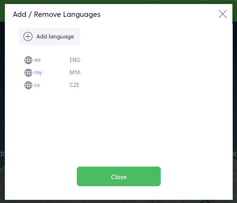 Mozello review - add remove languages