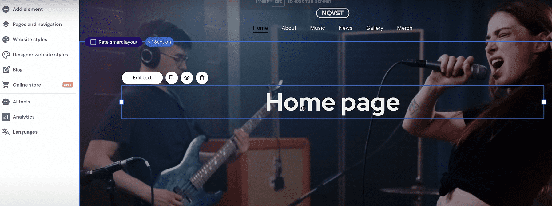 Hostinger homepage editing