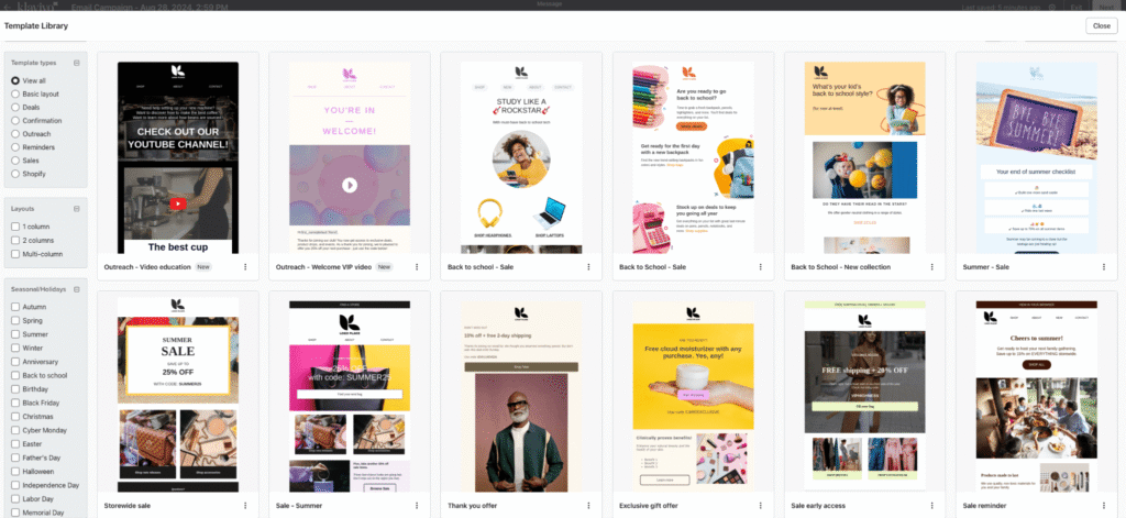 klaviyo email campaign template