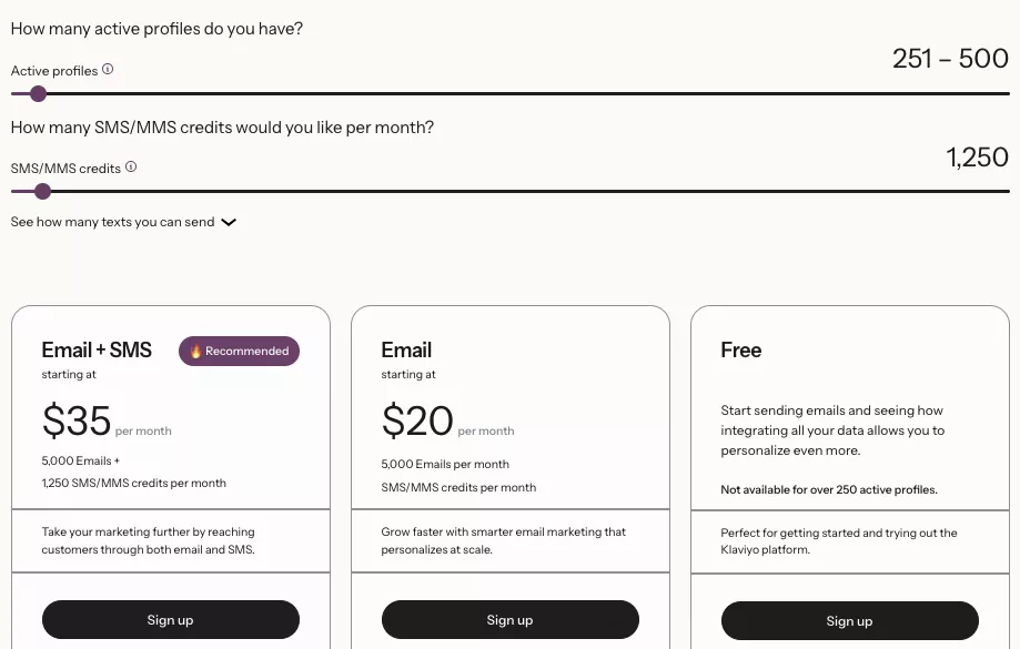 klaviyo pricing
