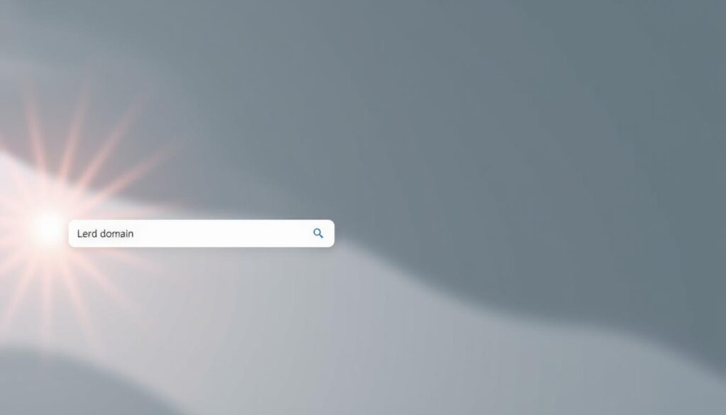 A professional website domain registration interface set against a sleek, minimalist background. In the foreground, a user-friendly domain search bar and registration form are displayed, with clean typography and intuitive layout. The middle ground showcases various top-level domain options, each highlighted with subtle icon graphics. In the background, a soft, radiant light source casts a warm glow, creating a sense of simplicity and approachability. The overall composition conveys the ease and efficiency of registering, transferring, and managing a domain name for a new website.