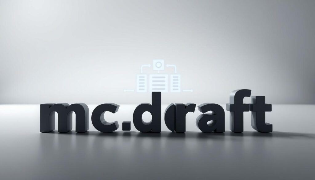 A sleek, modern website displaying a subdomain for a Minecraft server, featuring a clean, minimalist design with a focus on the "mc" prefix. The foreground showcases the subdomain name in a bold, legible font, with subtle 3D depth and light reflections. The middle ground includes a simplified wireframe diagram of a server infrastructure, hinting at the technical aspects. The background sets a serene, neutral tone with soft gradients and a hint of atmospheric lighting, conveying a sense of professionalism and functionality. The overall composition strikes a balance between visual appeal and technical relevance, suitable for illustrating a Minecraft server domain setup guide.