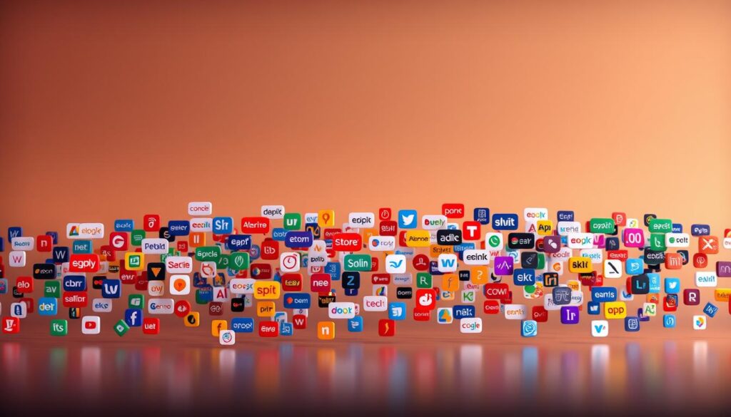 A vibrant array of colorful domain extension icons floating against a sophisticated backdrop. The foreground features a dynamic display of the most popular top-level domains like .com, .org, .net, .io, .co, and .xyz, each with a distinct visual identity. The middle ground showcases a diverse range of specialized extensions like .tech, .store, .online, and .app, artfully arranged to suggest the breadth of options available. In the background, a gradient of soft, muted tones creates a sense of depth and perspective, conveying the idea of a digital landscape. The lighting is warm and inviting, with subtle reflections and highlights that add depth and dimension to the image. The overall composition is balanced, visually captivating, and reflective of the article's subject matter.