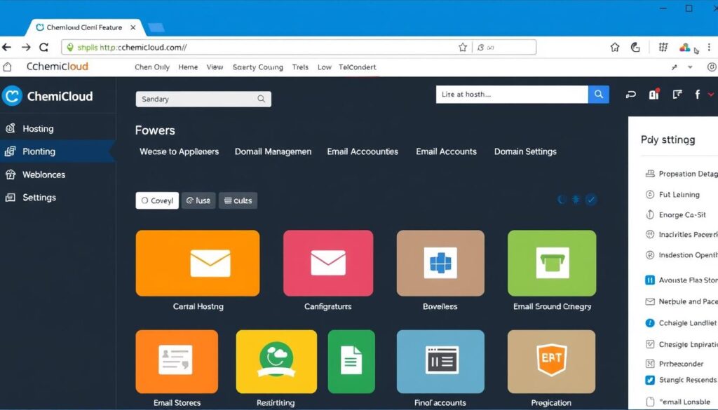 ChemiCloud cPanel interface showing the user dashboard with various hosting features