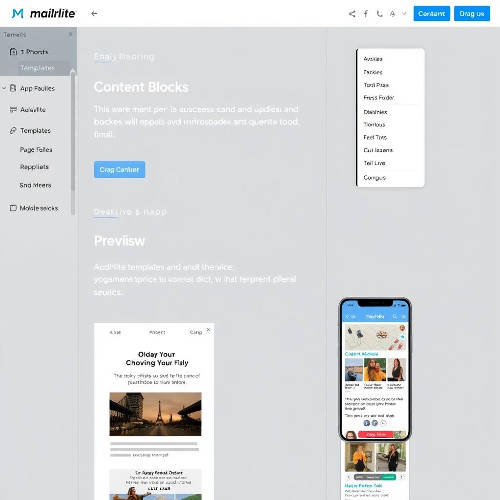 MailerLite email editor with drag-and-drop functionality