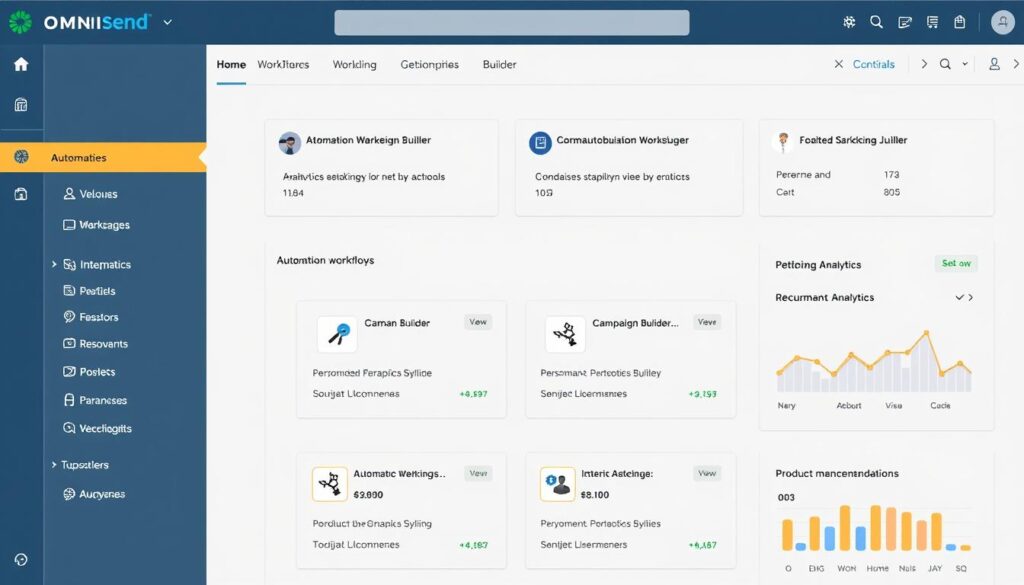 Omnisend dashboard showing ecommerce email marketing features
