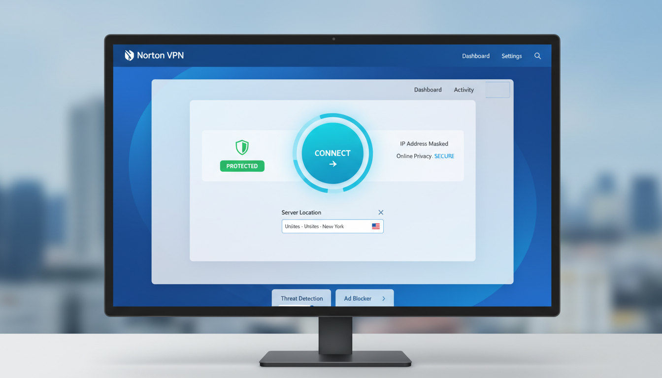 Norton VPN Review 2026 dashboard interface showing security features